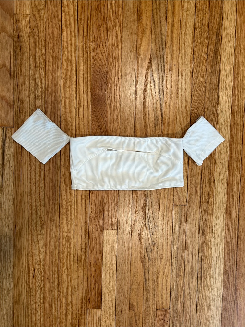 Edikted White Off-Shoulder Ribbed Crop Top
